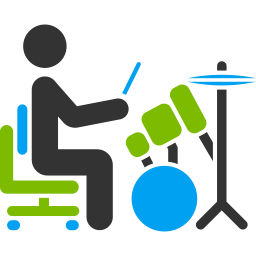 Icono con caricatura tocando una batería